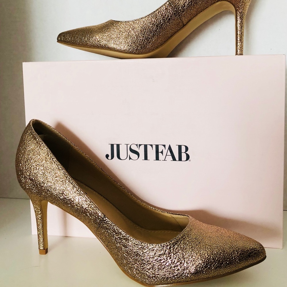 JustFab Rose Gold Vegan Leather Stiletto Heels